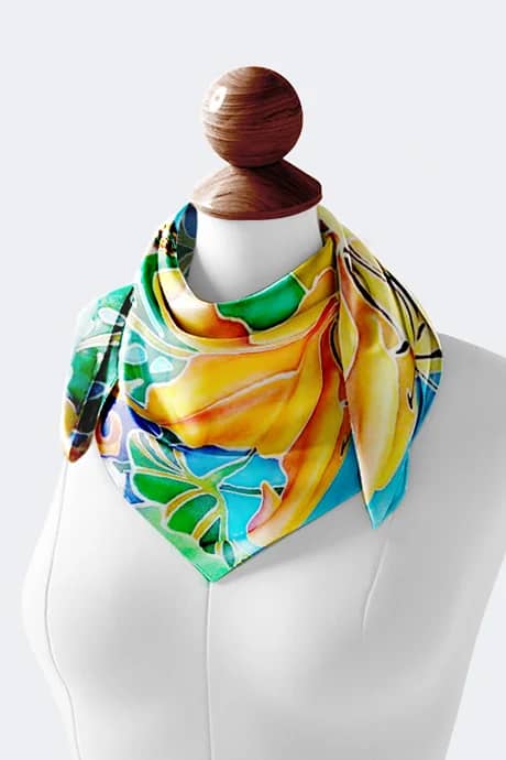 шелковый шарф батик, батик техника холодный батик шарф