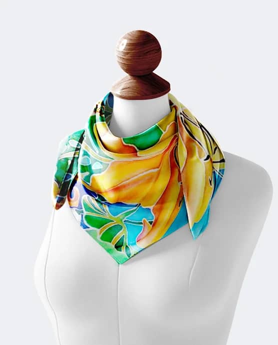 шелковый шарф батик, батик техника холодный батик шарф